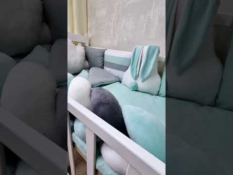 Набір дитячої постелі в ліжечко "Bunny", дитячий постільний набір, бортик косичка, видео 2