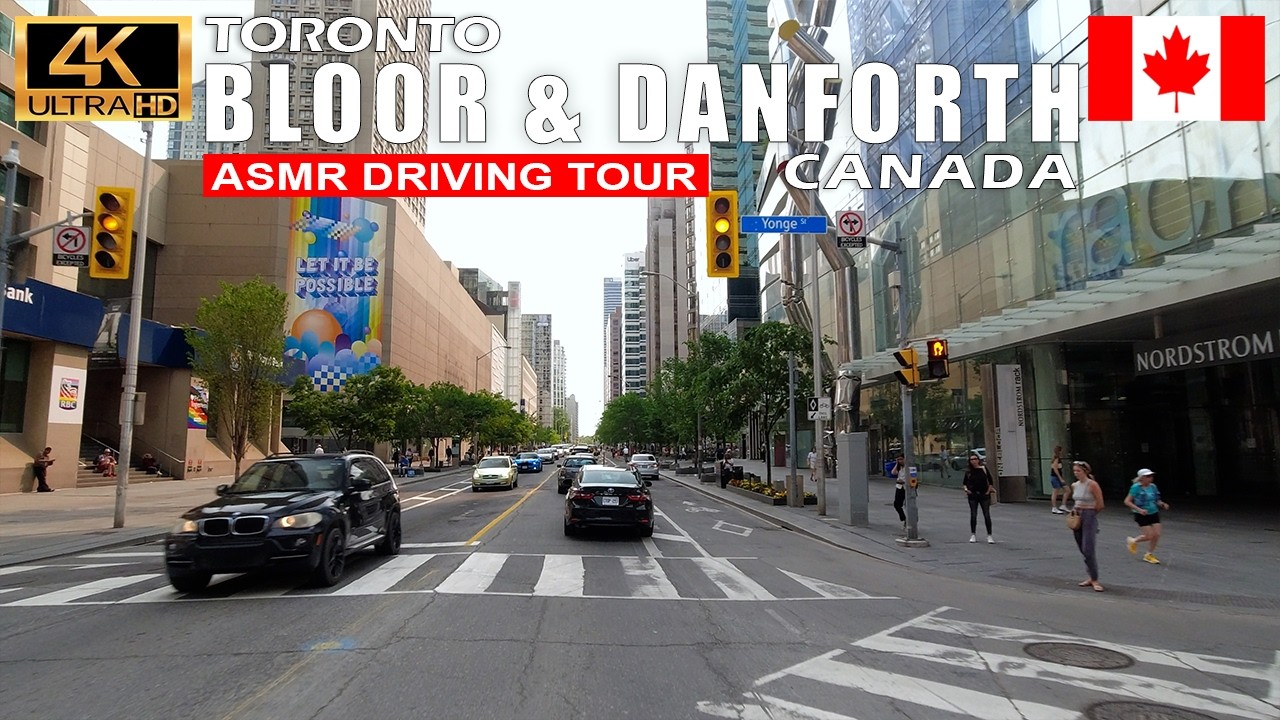 ASMR Driving Tour 4K | Bloor Street & Danforth Avenue, Toronto Canada | No Talking Daytime POV Drive