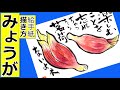 茗荷の簡単な描き方│野菜の絵手紙│6月・7月・8月・9月・10月│夏みょうが・秋みょうが【初心者】