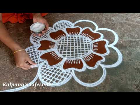 Tamil Puthandu Special flowers padi Kollam Easy Rangoli Pandaga Muggulu//03