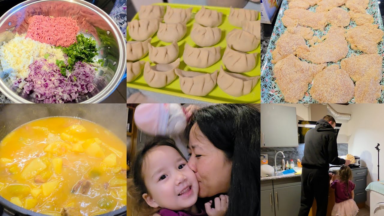 Making juicy momo||Crispy fried chicken|Smoked pork curry||I stood for 6 hours preparing these food.