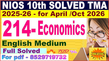 Nios Economics 214 TMA solved 2025-26 in English | nios class 10 Economics solved assignment 2025-26
