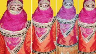 Single Layer Hijab & Transparent Niqab Lahenga Lover New Hijab Style Hijab With Tiara