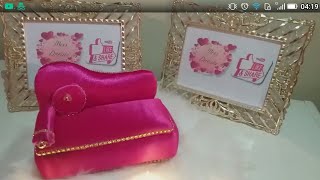 طريقة عمل علبة على شكل أريكة  How to make a mini sofa  DIY