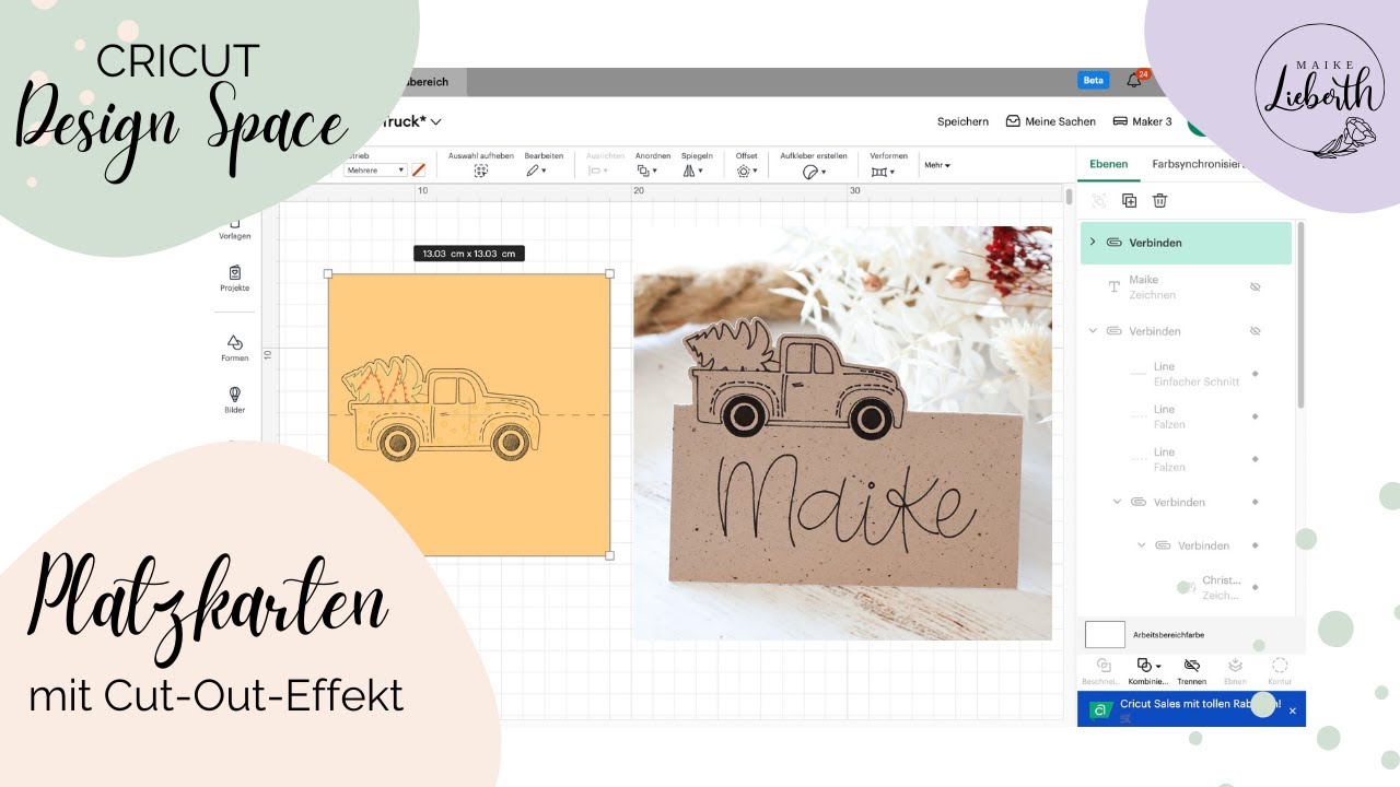 Platzkarten mit Cut-Out Effekt in Design Space erstellen - Design Space Tipps Schritt-für-Schritt