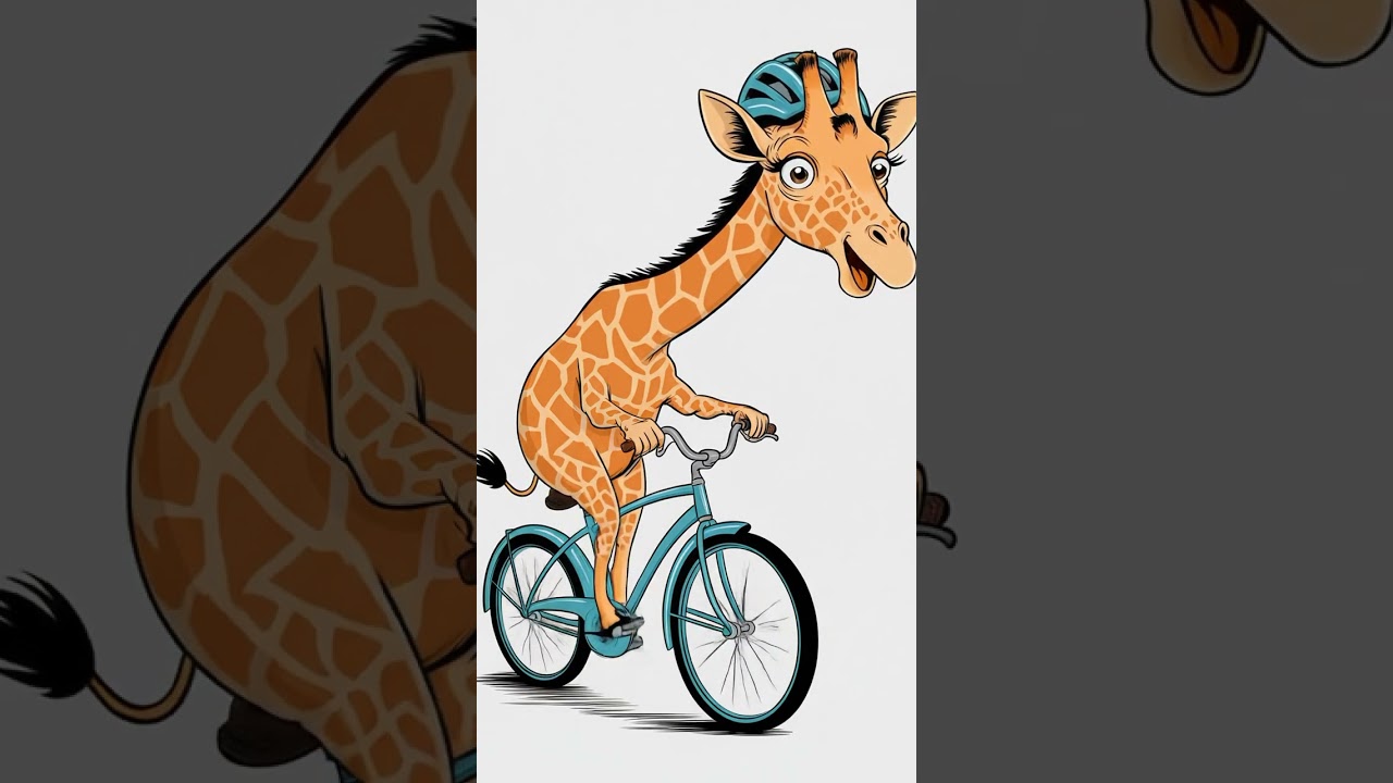 funny giraffe bicycling - 2d animation #2danimation #funnyanimal