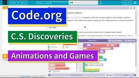 Complex Sprite Movement Lesson 17.3 Code.org Tutorial with Answers