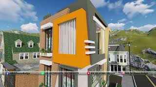 Small shops attached complex house front elevation  design animation WALKTHROUGH @D K 3D HOME DESIGN