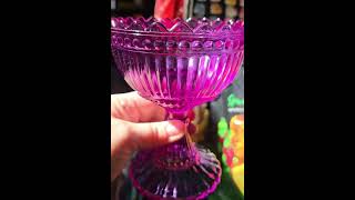 Made in Sweden Iittala Mariskooli Maribowl pressed glass chalice - changes from amethyst to blue.