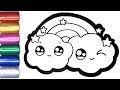 Glitter Rainbow Cloud set coloring and drawing for Kids, Toddlers | Happy drawings ☆