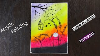 Easy Acrylic Painting | Birds want freedom | Tutorial for beginners | Art by Sanatan Hansda 🔥 screenshot 5
