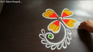Simple Rangoli design❤️Easy Rangoli kolam design🧡beautiful rangoli💚सुंदर आकर्षक रांगोळी🧡💚 screenshot 2
