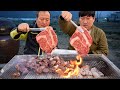 직접 피운 숯불에 맛있는 [한우 꽃등심] 직화 구이! (Charcoal grilled HANWOO Korean Beef rib eye) 먹방 - Mukbang eating show