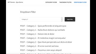 Ajax Dropdown Filter for WordPress Categories