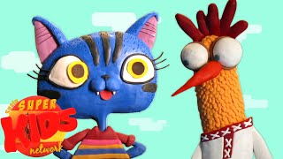 El Gallito Y La Gatita | Videos para niños | Super Kids Network Español | Dibujos animados