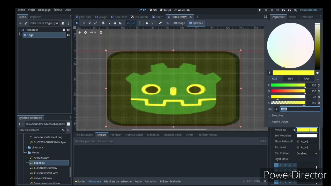 GODOT tuto. Scripts : Annotations (Modes : tool, export, onready).