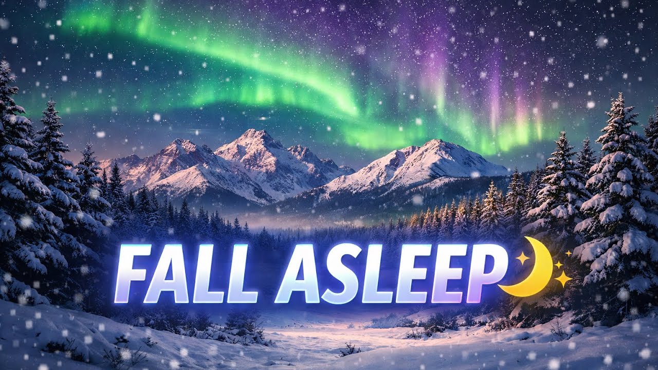 Fall Asleep Under the Northern Lights 🌌 Calming Sleep Music & Snowy ...