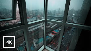 Seoul Cityscape - Rain Open Window City Sounds In Seoul, South Korea | 4K