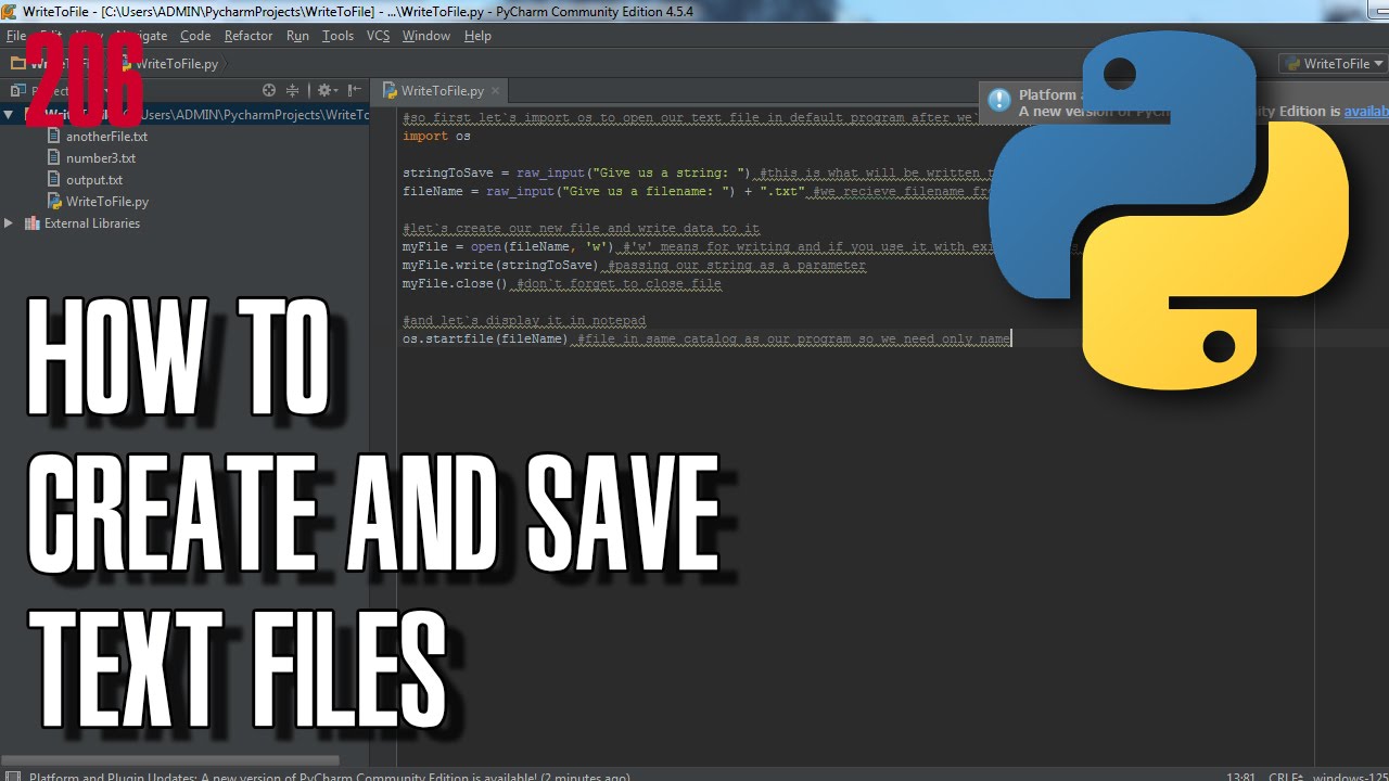 PYTHON How to create and save text to file - YouTube