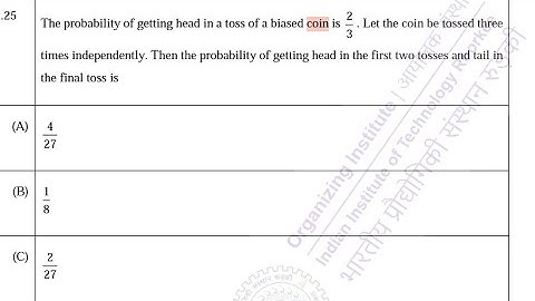 probability of getting head in a toss of a biased coin is ⅔.  JAM ECONOMICS 2022 #probability #JAM