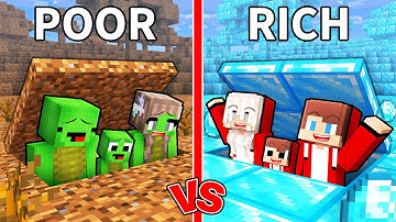 JJ and Mikey: POOR vs RICH Secret Base Battle - Minecraft Maizen