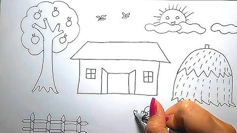 VẼ NGÔI NHÀ l Cách vẽ ngôi nhà đơn giản nhất I ONG MẬT MỸ THUẬT #4