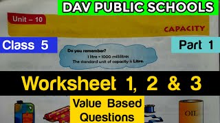 Class 3 maths unit 10 capacity worksheet 1, 2, 3 and value based questions