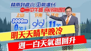 【戴立綱報氣象】明天天晴早晚冷週一白天氣溫回升｜週二西南風 ...