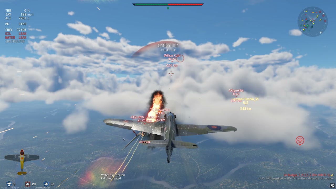 War Thunder clip | British Hurricane Mk.I/L FAA M vs. 2x Japanese Ki-27 otsu