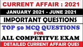 Current Affair 2021 | Jan - June 2021 | Important Current Affair Questions | Current Affair Quiz