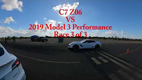 C7 Z06 vs Tesla Model 3 Performance 1/2 Mile Race 3 of 3 No Fly Zone Gila Bend AZ 10/16/22