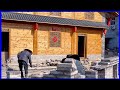 Skilled craftsman renovating an old Chinese-style house with wood paneling