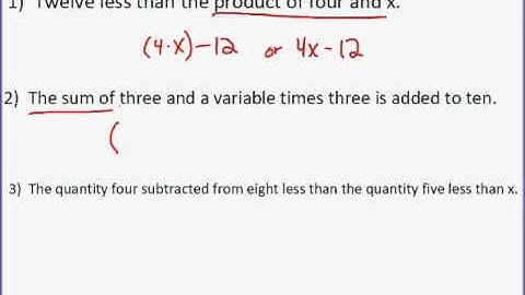 Verbal Expressions to Algebraic Expressions