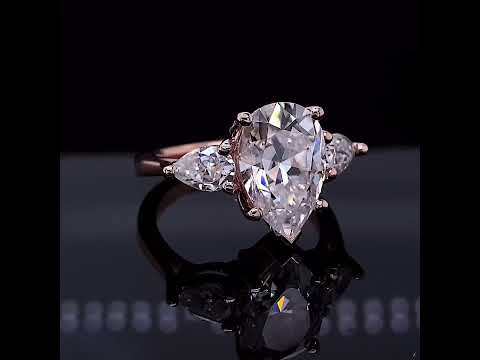 Pear 3-Stone Moissanite Engagement Ring ring video