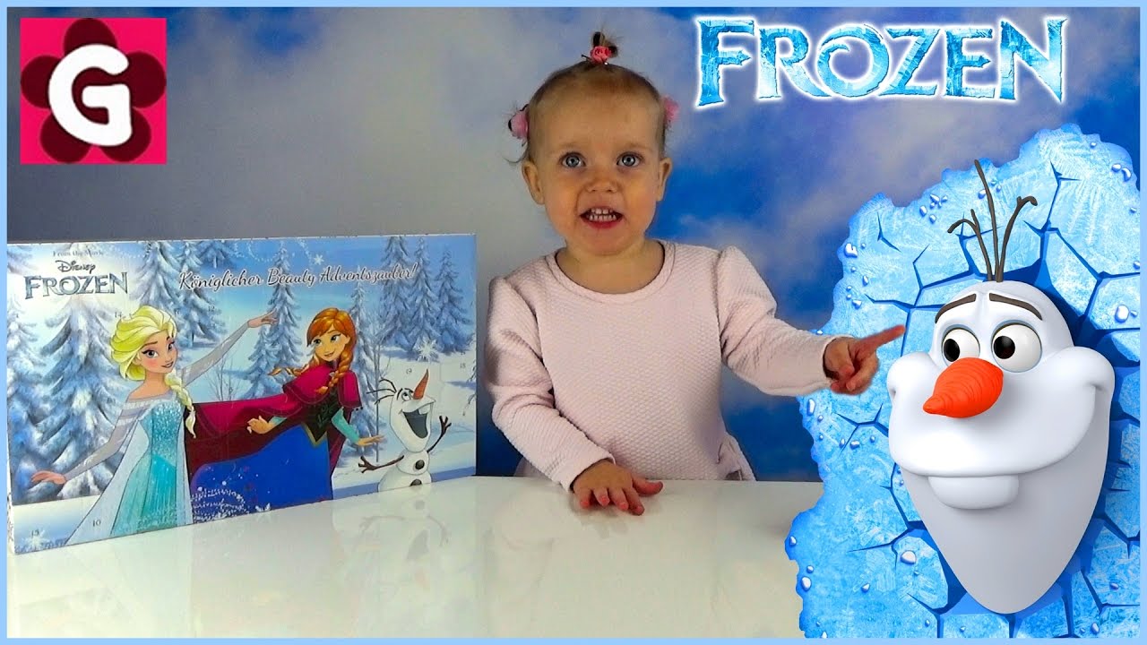 Gaby opens Disney Frozen Christmas Advent Calendar with 24 Frozen Make Up Toys