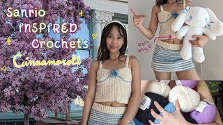 I Crocheted a Cinnamoroll Inspired Outfit 🌼🫐 // Sanrio Crochets