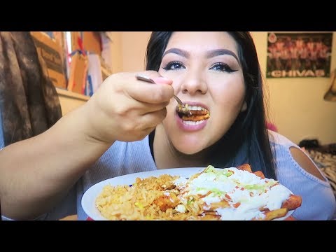 MEXICAN ENCHILADAS & RICE ! MUKBANG !