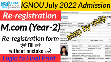 IGNOU July 2022 Re-registration | IGNOU Re-Registration Kaise Kare | M.com Year-2 Re-Registration