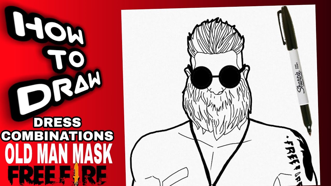 HOW TO DRAW FREE FIRE DRESS COMBINATIONS | OLD MAN MASK | FREE ...