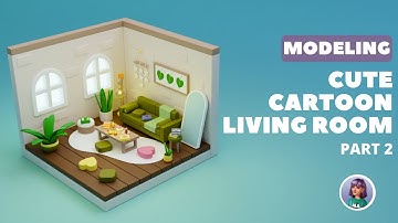 Cartoon Living Room in Maya - 3D Modeling Process. Part 2