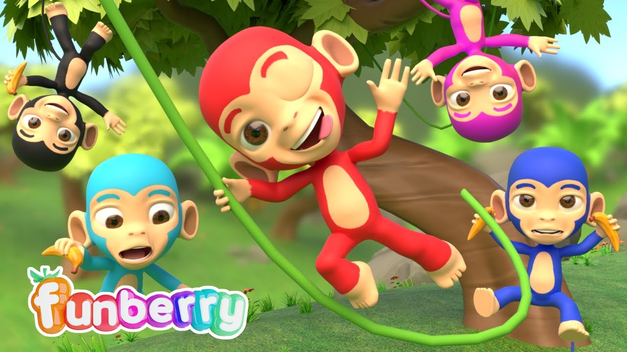 Five Little Monkeys Jumping On The Bed | Kids Songs & Nursery Rhymes | Funberry