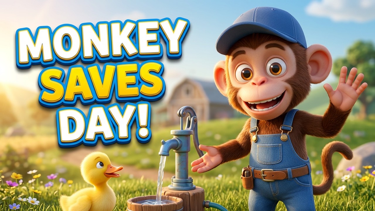 Funny Monkey Farmer’s Big Day: Fixing the Red Tractor and Harvesting Fresh Fruits at the Farm! 🐒🚜🧺