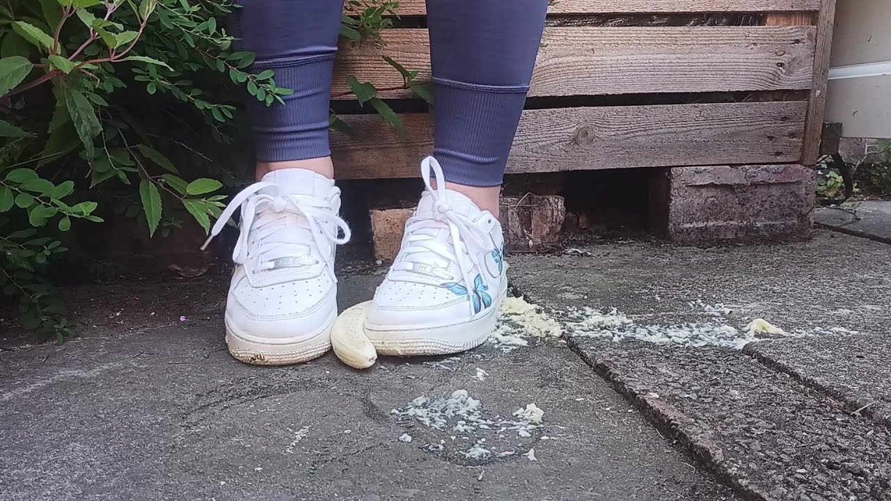 Crushing Bananas in Nike Air Force 1s and Ankle Socks Outdoors