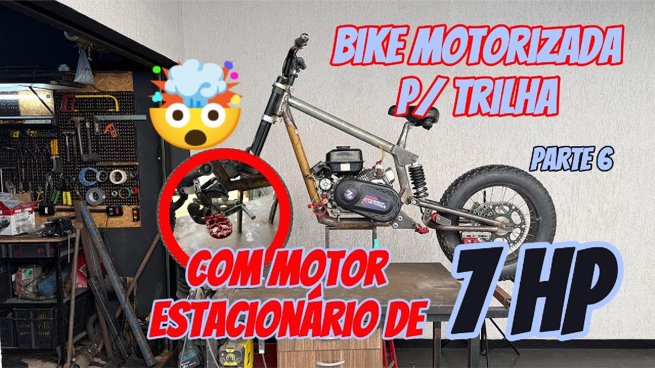 Bike motorizada de trilha com motor estacionário de 7HP