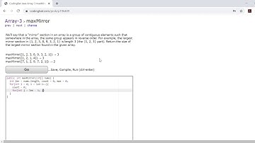 Array-3 (maxMirror) Java Tutorial || codingbat.com