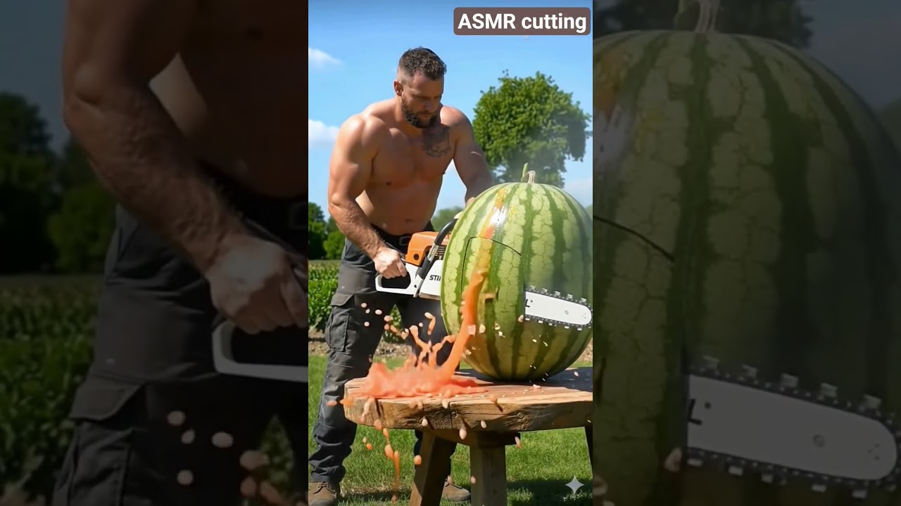 Chainsaw vs GIANT Watermelon 🍉⚡