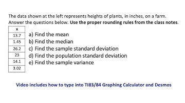 Mean, Median, Standard Deviation, Variance - MyOpenMath HW Question