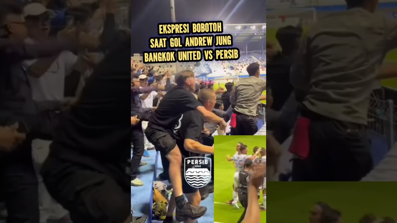 ekspresi bobotoh saat gol andrew jung bangkok united vs persib acl two 2025 bobotoh away thailand