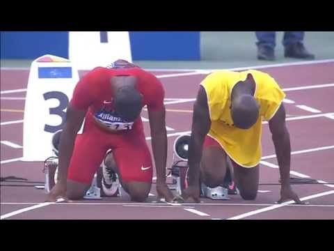 Men's 100m T11 | Round 1 H1 |  2015 IPC Athletics World Championships Doha