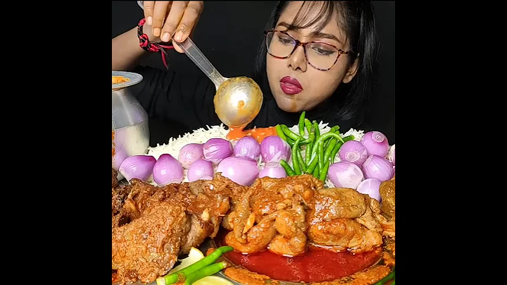 ASMR: EATING SPICY CHICKEN CURRY🔥 BASMATI RICE || #shorts #mukbangn#asmreating #mukbangasmr #asmr